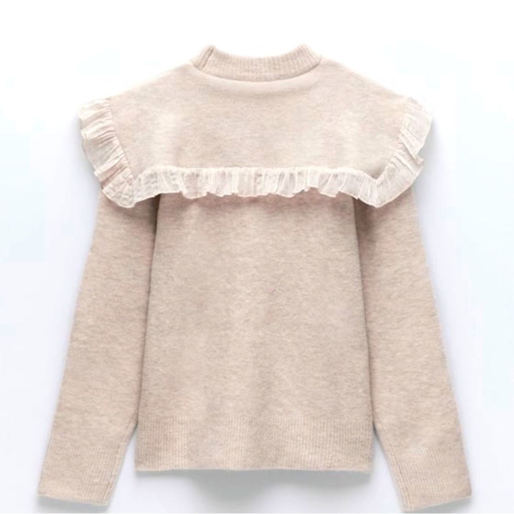 Zara Cream Ruffle Sweater - Picture 3 of 4